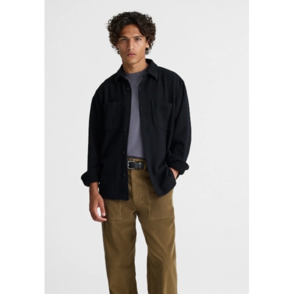 Madewell Mens Black Button-Up Shirt in Midweight Flannel Medium NWT
